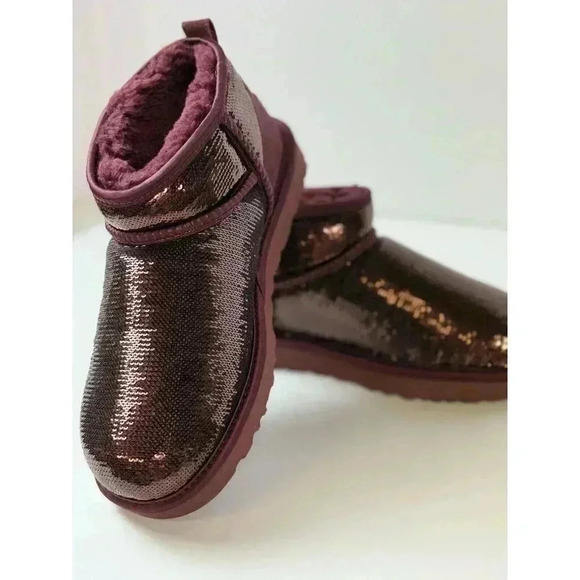 UGG CLASSIC ULTRA MINI MIRROR BALL WILD GRAPE WOMAN'S BOOTS SIZE 8 AUTHENTIC NEW - Picture 8 of 10